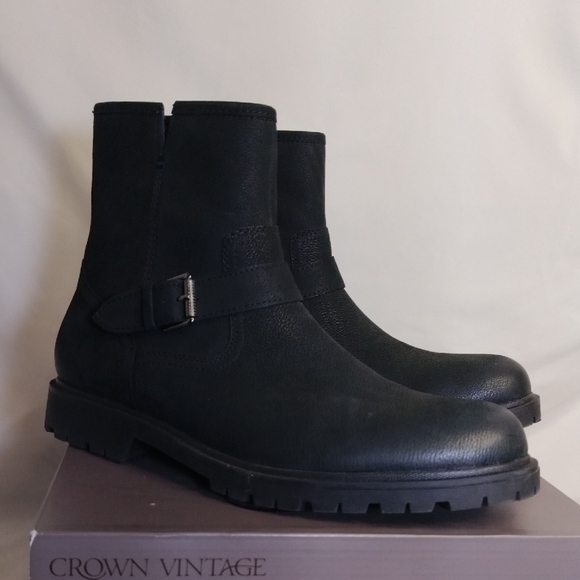 Crown Vintage Men's Dark Leather Boots - Picture 1 of 3
